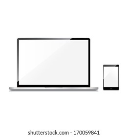 Blank screens set, isolated on white background