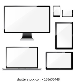 Blank screens set, isolated on white background