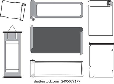 Blank scroll illustration set . vector icon