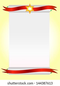 Blank scroll paper with red ribbon vector illustration