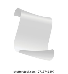 Folha de papel de rolagem em branco com bordas enroladas