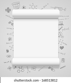Blank scrolls of white paper