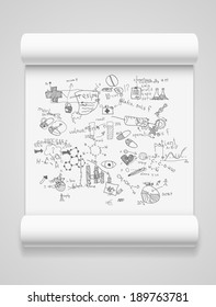 Blank scrolls of white paper