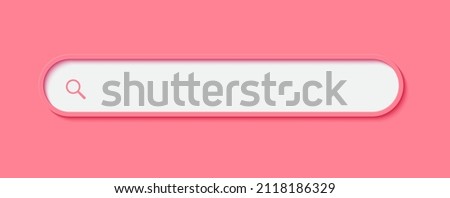 Blank search bar on pink background. 3d vector illustration.

