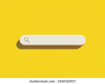 Blank Search Bar On Yellow Background. 3d Vector Illustration.