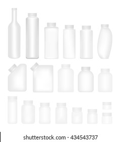 Blank Set of Plastic Packaging Bottles with Cap 