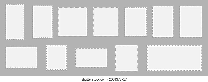 Blank set postage stamps collection. Vector illustration