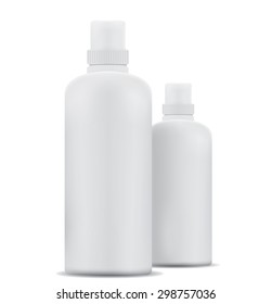 Blank shampoo bottles isolated on white background
