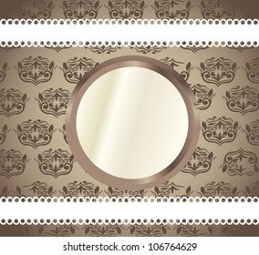blank shape over brown ornament background. vector illustration