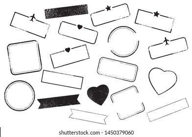 Blank shape postal stamps set.illustration vector