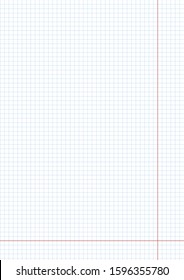 blank sheet of a4 paper, notebook page with squares, vector illustration 