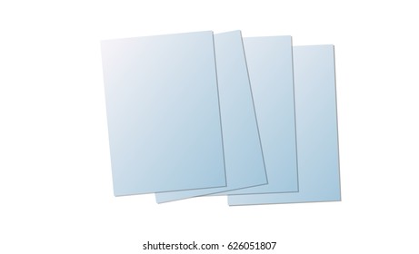 Blank sheet of light blue paper on white background. Vector illustrator
