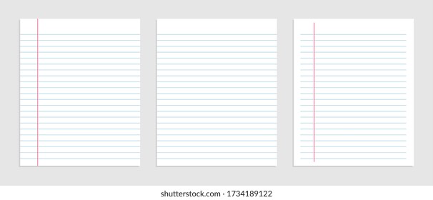 blank sheet of lined notebook paper set