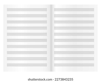 Blank sheet music page template. Empty music folio page.