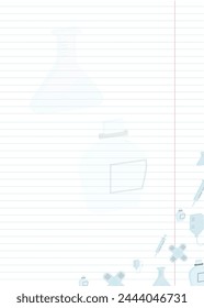 Hoja en blanco para notas con iconos médicos isométricos con espacio para texto. Hoja en blanco para la lista de tareas pendientes. Ilustración vectorial plana