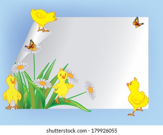 Blank sheet of paper and chickens
