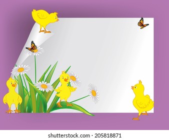 Blank sheet of paper and chickens