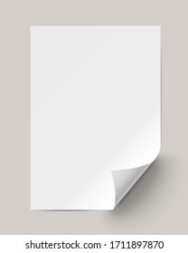 Blank sheet of paper with curled corner.