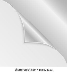 blank sheet of paper with the curved  silver corner.clean sheet for posting information.vector