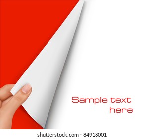  Blank sheet of paper with hand. Background vector.