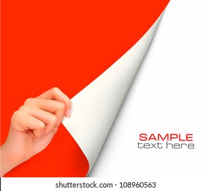 Blank sheet of paper with hand. Vector