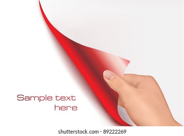 Blank sheet of paper with hand. Vector illustration.