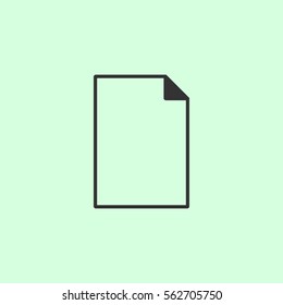 Blank sheet of paper icon flat. Grey vector symbol on green background
