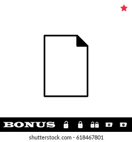 Blank sheet of paper icon flat. Black pictogram on white background. Vector illustration symbol and bonus button open and closed lock, folder, star