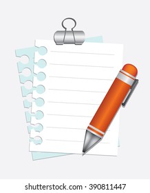 Blank sheet of paper and orange pen