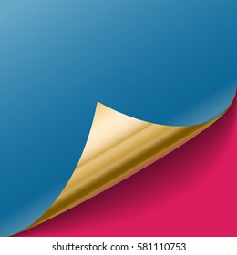 Blank sheet of paper with page curl and shadow, isolated on color background