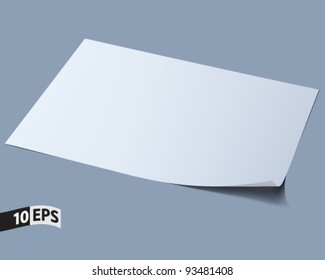 Blank Sheet Of Paper. Paper Page With Curl. Vector
