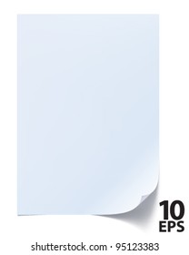 Blank sheet of paper. Paper page with curl. Vector