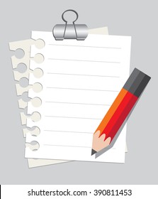 Blank sheet of paper and red pencil