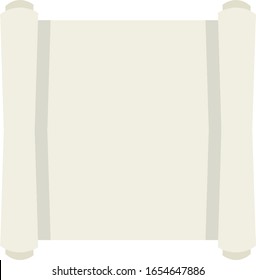 Blank sheet of paper with roll. Ancient scroll papyrus. Place for text and template. Cartoon flat illustration