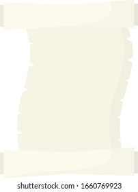 Blank sheet of paper with roll. Ancient scroll papyrus. Cartoon flat illustration. Place for text and template