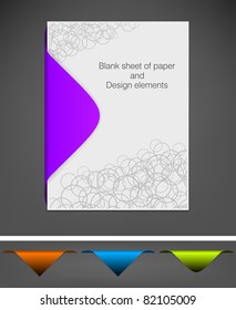 Blank sheet of paper and set of the design elements