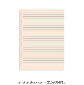 Blank sheet paper and white lined paper on white background flat vector illustration.