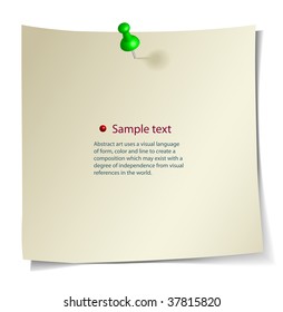 Blank sheet and pin. Vector illustration.