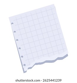 Blank sheet of squared paper is being folded on a white background