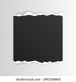 Blank sheet of torn paper for text or message. Torn paper edge. Torn paper stripes. Vector illustration.