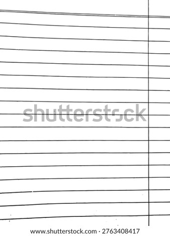 A blank sheet of white lined paper from a school notebook pad provides an empty ruled page texture for office business memos and education document design