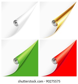 Blank sheet of white paper with curved corners on different backgrounds