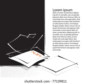 blank sheets of paper, icon, freehand drawing (vector)
