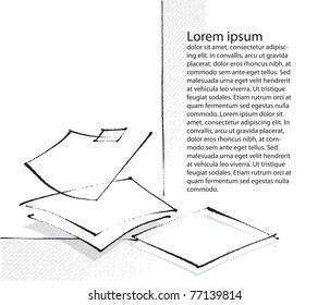 blank sheets of paper, icon, freehand drawing (vector)