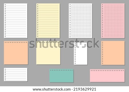 Blank sheets of square and line paper collection vector