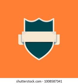 Blank shield badge with blank horizontal banner text template