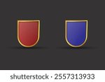 Blank shield badges with golden color for Protection symbol, Privacy logos, Security, Web protection, and Internet security vector design. Red and gold Luxurious badges and colorful metallic shields.