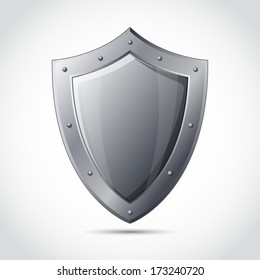 Blank shield business protection emblem isolated vector illustration