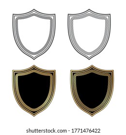 blank shield with celtic knot meander pattern vector illustration 
