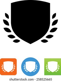 Blank shield with leaves icon